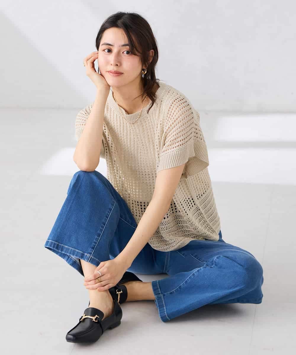 K2FGD25049 a.v.v(アー・ヴェ・ヴェ) ラメ混メッシュニット ブルー