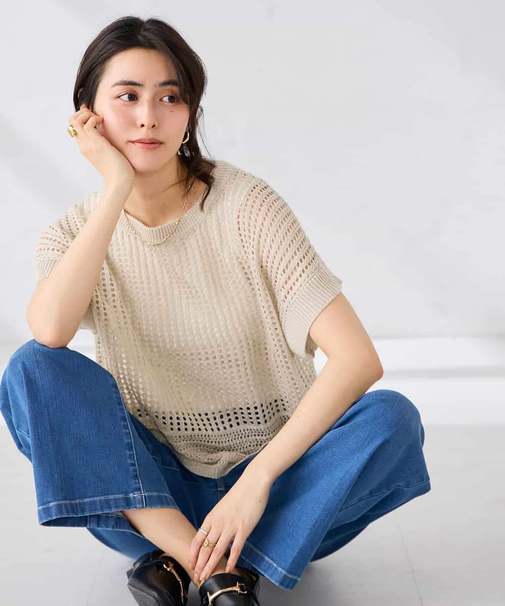 K2FGD25049 a.v.v(アー・ヴェ・ヴェ) ラメ混メッシュニット ブルー