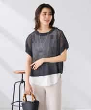 K2FGD25049 a.v.v(アー・ヴェ・ヴェ) ラメ混メッシュニット ブルー