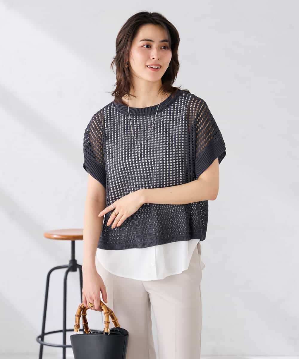 K2FGD25049 a.v.v(アー・ヴェ・ヴェ) ラメ混メッシュニット ブルー