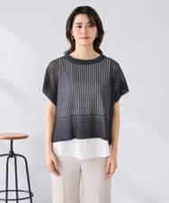 K2FGD25049 a.v.v(アー・ヴェ・ヴェ) ラメ混メッシュニット ブルー