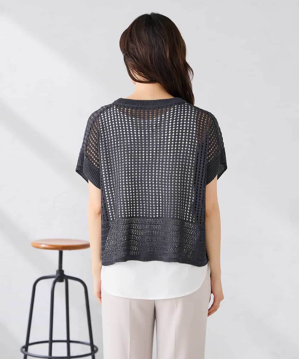 K2FGD25049 a.v.v(アー・ヴェ・ヴェ) ラメ混メッシュニット ブルー