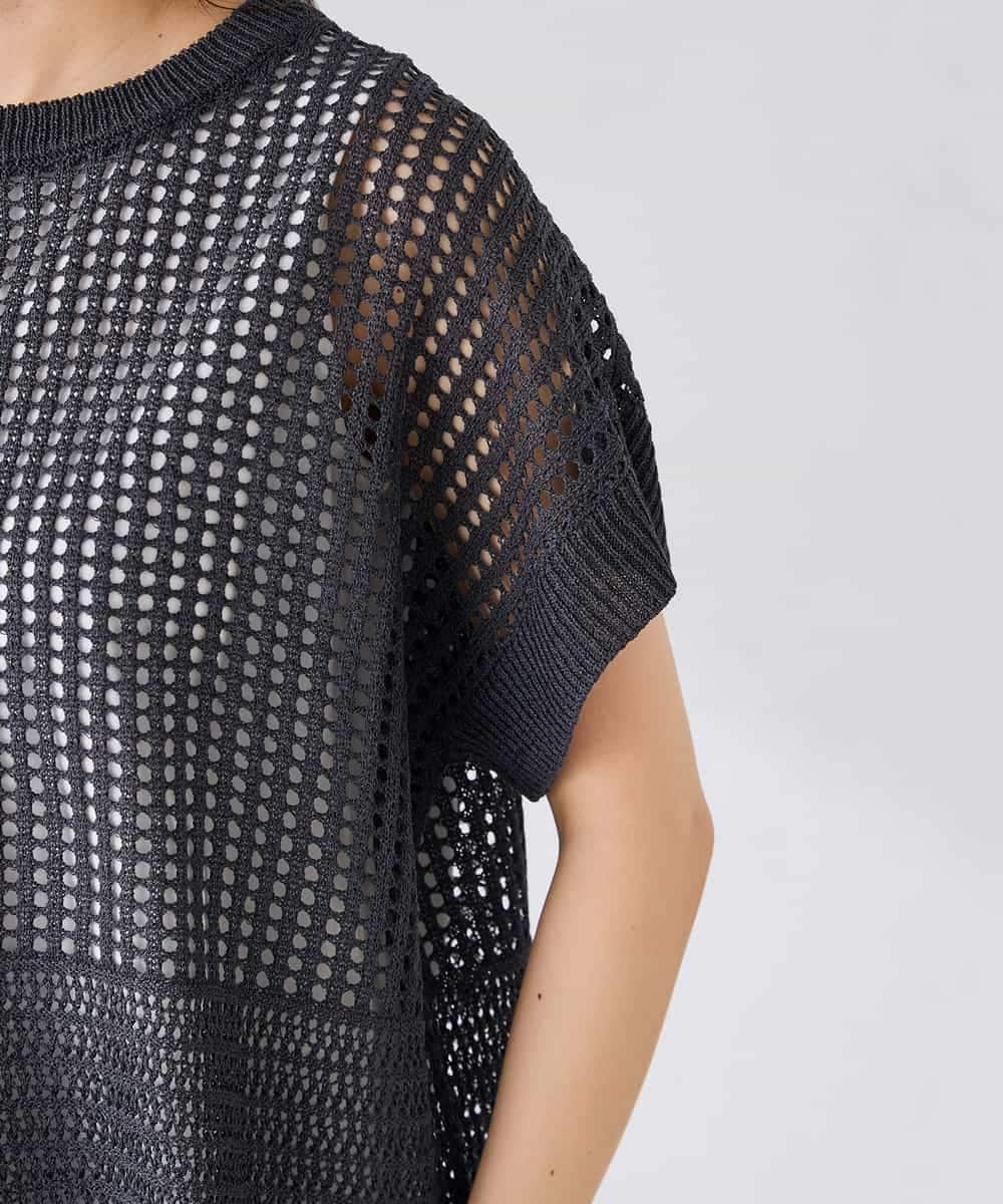 K2FGD25049 a.v.v(アー・ヴェ・ヴェ) ラメ混メッシュニット ブルー