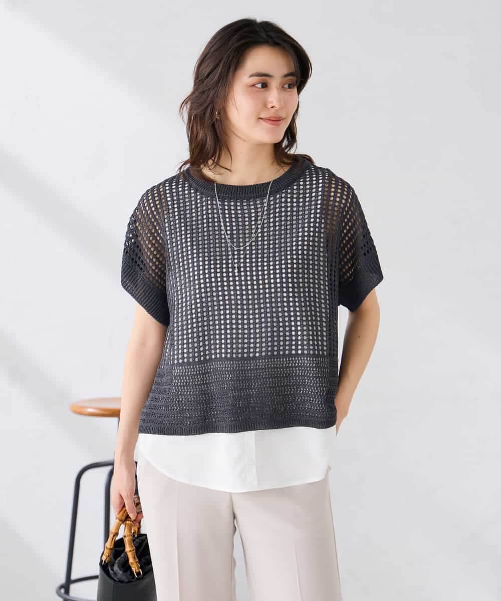 K2FGD25049 a.v.v(アー・ヴェ・ヴェ) ラメ混メッシュニット ダークグレー