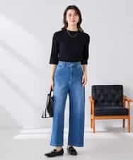 K2FGD29044 a.v.v(アー・ヴェ・ヴェ) 部分シアーフレア袖リブニット ホワイト