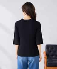 K2FGD29044 a.v.v(アー・ヴェ・ヴェ) 部分シアーフレア袖リブニット ホワイト