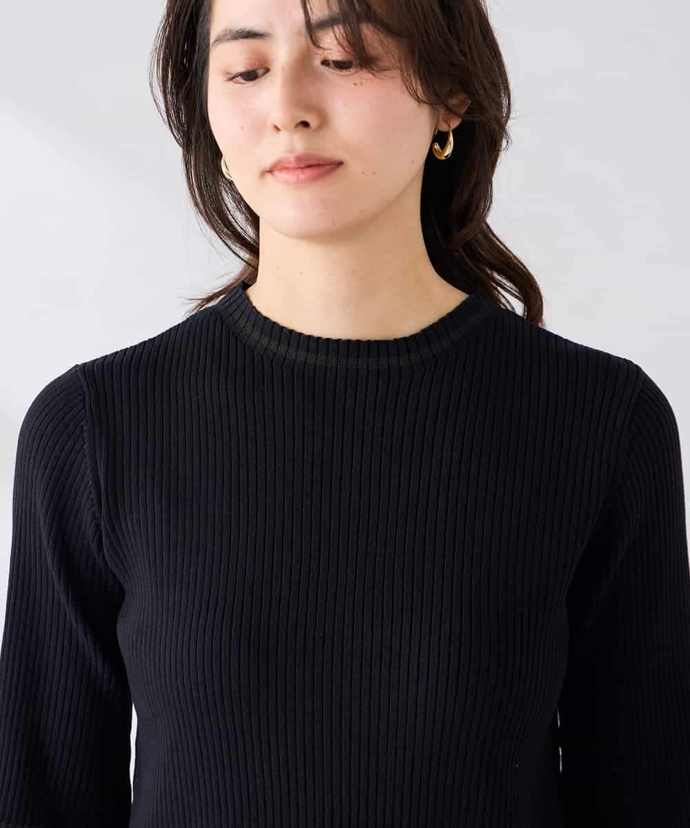 K2FGD29044 a.v.v(アー・ヴェ・ヴェ) 部分シアーフレア袖リブニット ホワイト