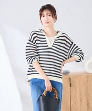 K2FGD31054 a.v.v(アー・ヴェ・ヴェ) メッシュフードニットプルオーバー レッド