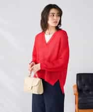 K2FGD31054 a.v.v(アー・ヴェ・ヴェ) メッシュフードニットプルオーバー レッド