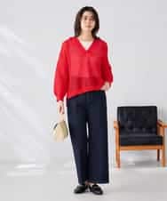 K2FGD31054 a.v.v(アー・ヴェ・ヴェ) メッシュフードニットプルオーバー レッド