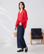 K2FGD31054 a.v.v(アー・ヴェ・ヴェ) メッシュフードニットプルオーバー レッド