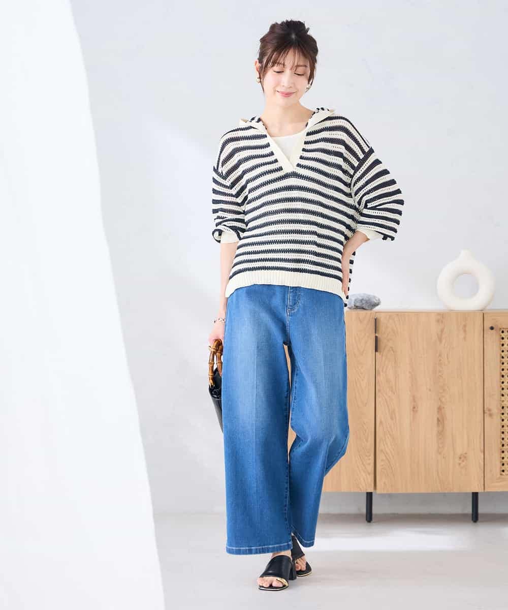 K2FGD31054 a.v.v(アー・ヴェ・ヴェ) メッシュフードニットプルオーバー レッド