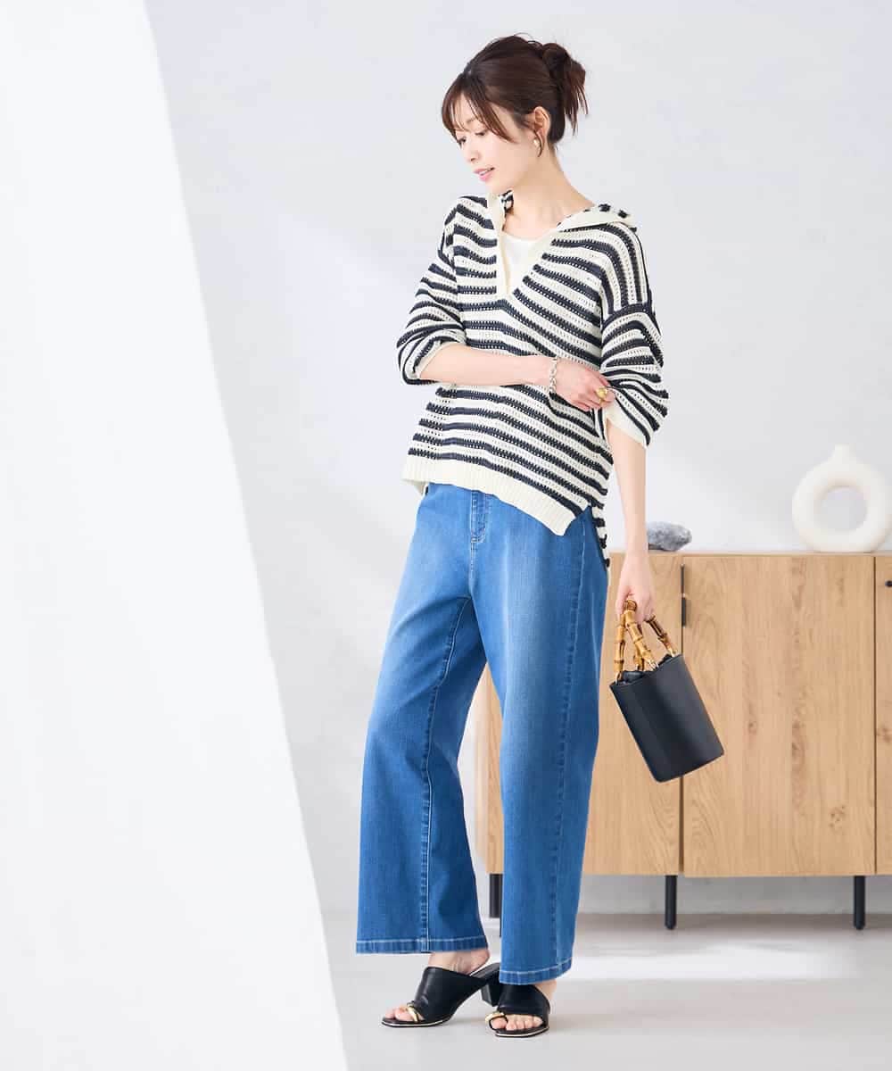 K2FGD31054 a.v.v(アー・ヴェ・ヴェ) メッシュフードニットプルオーバー レッド