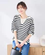 K2FGD31054 a.v.v(アー・ヴェ・ヴェ) メッシュフードニットプルオーバー レッド