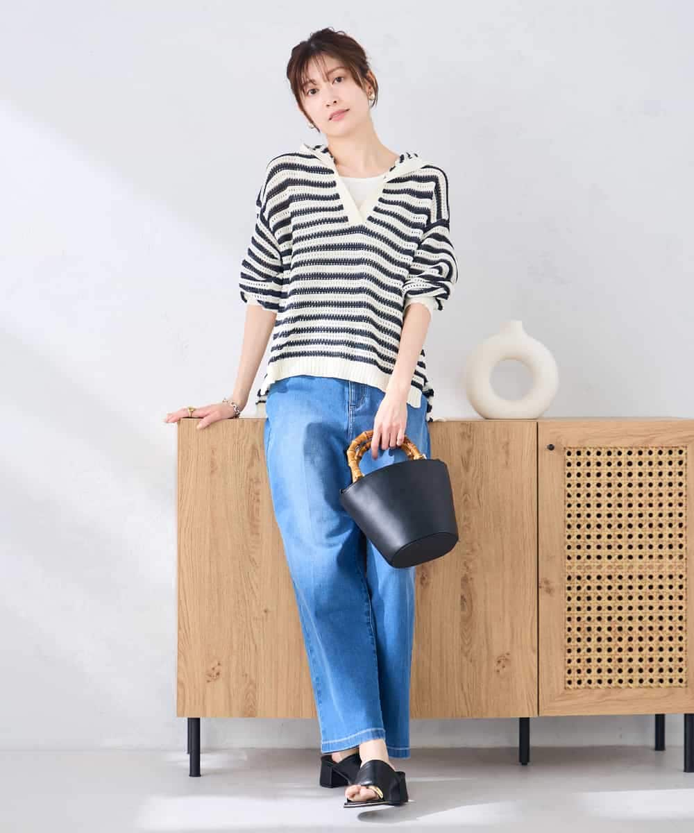 K2FGD31054 a.v.v(アー・ヴェ・ヴェ) メッシュフードニットプルオーバー レッド