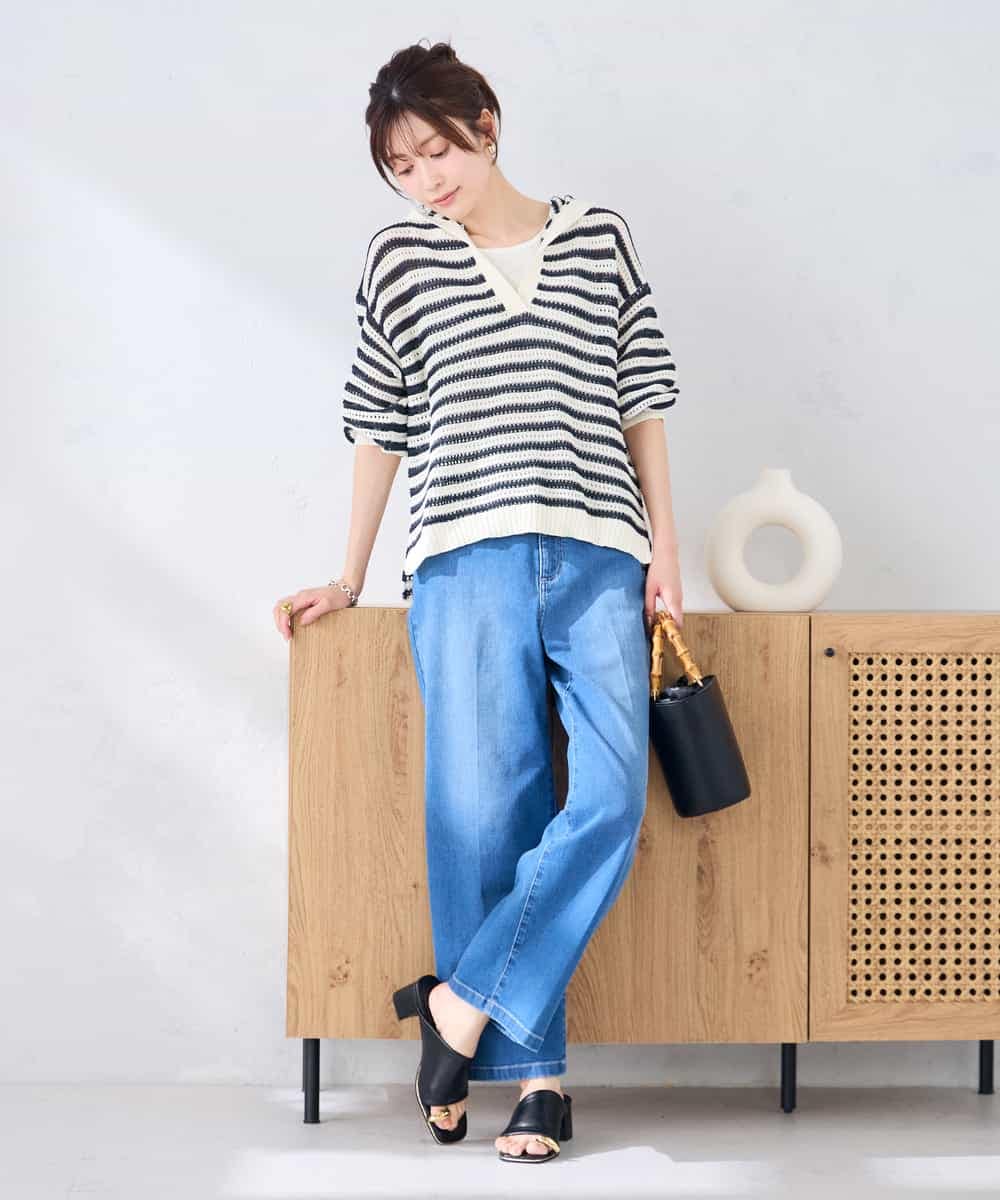 K2FGD31054 a.v.v(アー・ヴェ・ヴェ) メッシュフードニットプルオーバー レッド