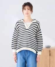 K2FGD31054 a.v.v(アー・ヴェ・ヴェ) メッシュフードニットプルオーバー レッド