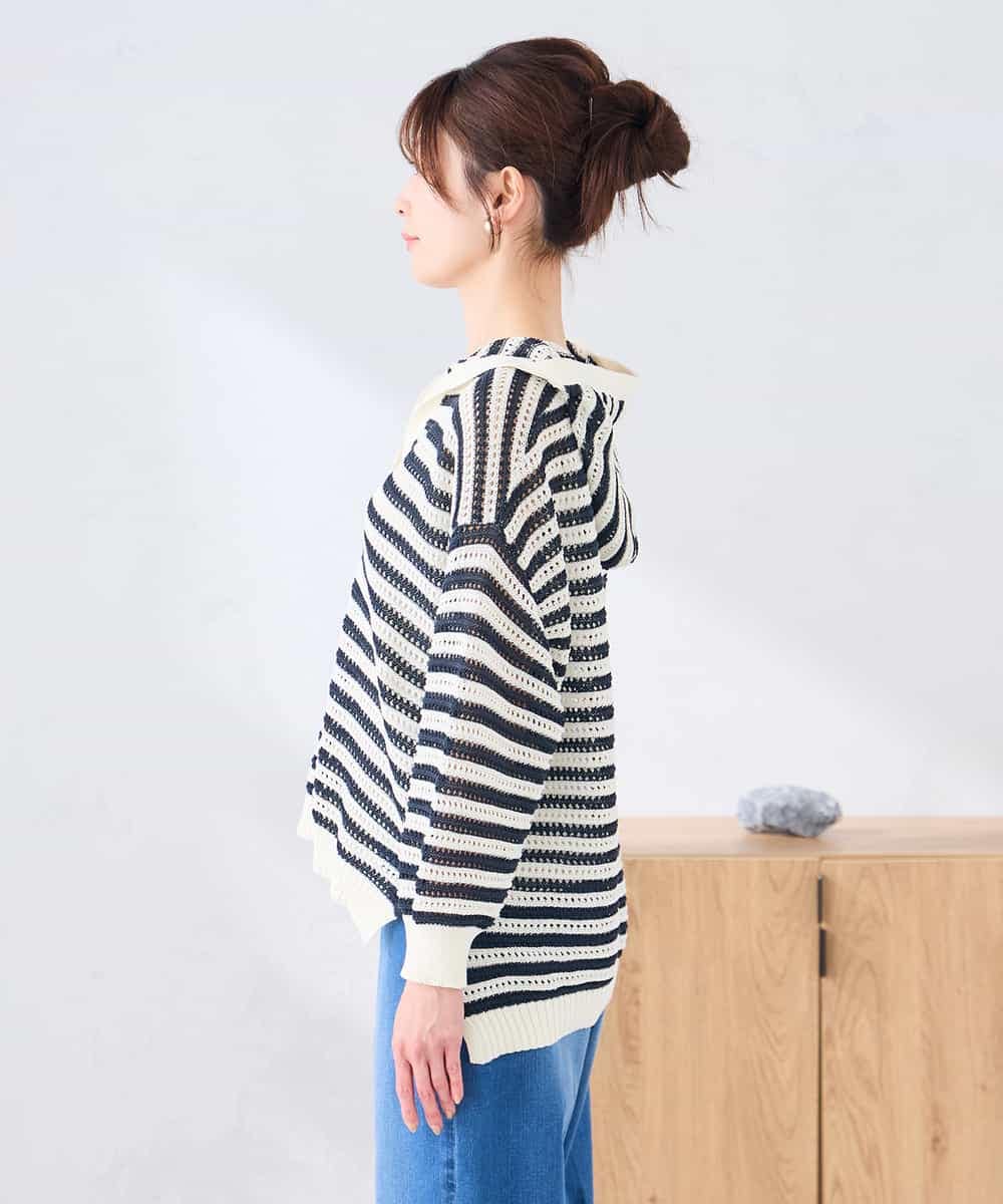 K2FGD31054 a.v.v(アー・ヴェ・ヴェ) メッシュフードニットプルオーバー レッド