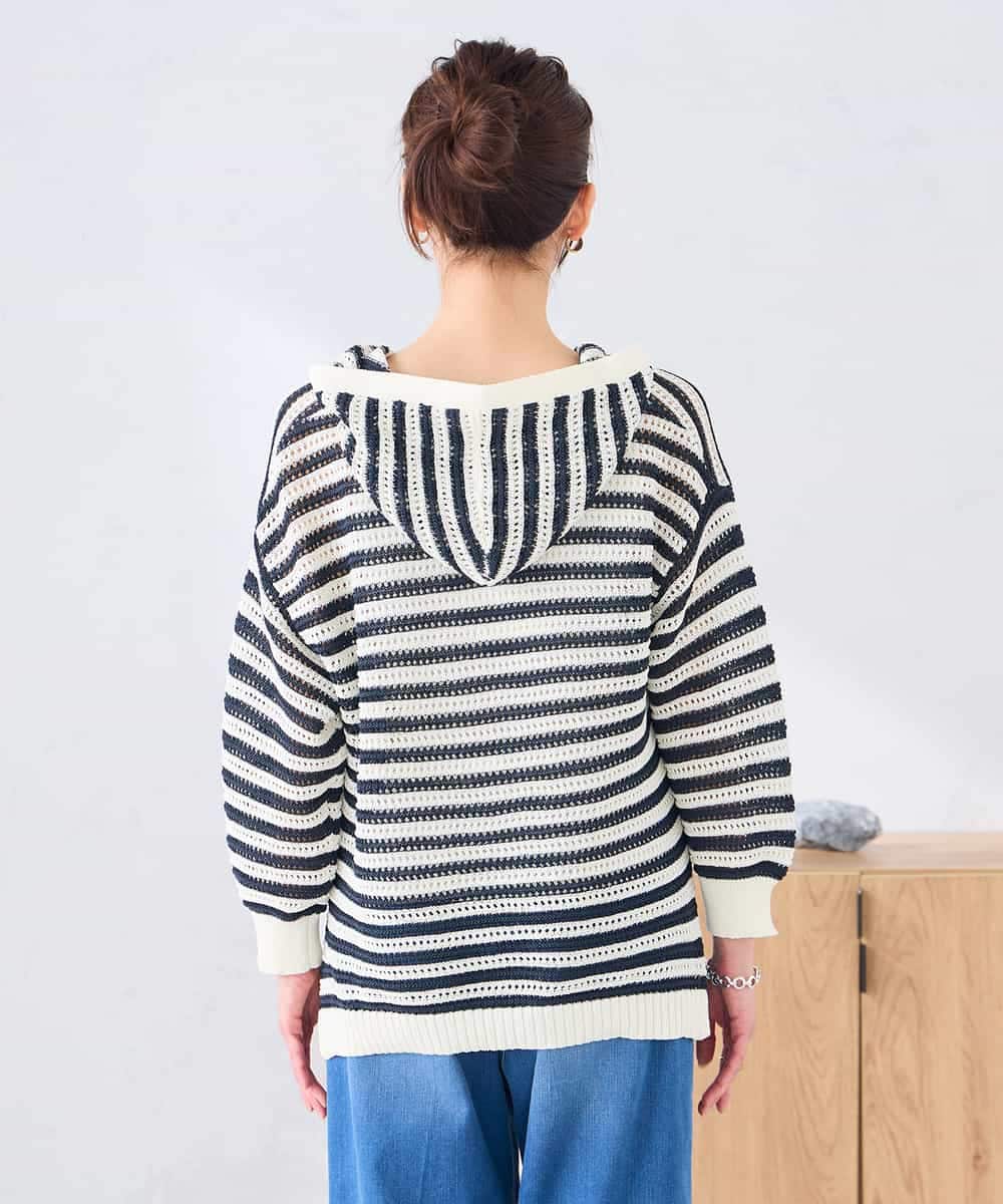 K2FGD31054 a.v.v(アー・ヴェ・ヴェ) メッシュフードニットプルオーバー レッド