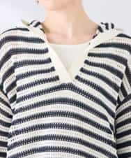 K2FGD31054 a.v.v(アー・ヴェ・ヴェ) メッシュフードニットプルオーバー レッド