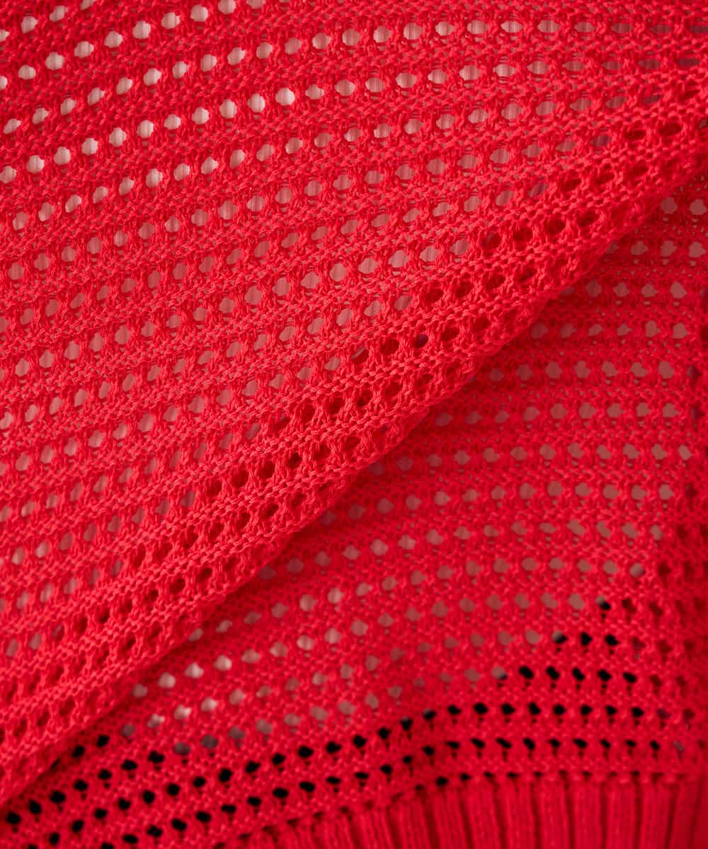 K2FGD31054 a.v.v(アー・ヴェ・ヴェ) メッシュフードニットプルオーバー レッド