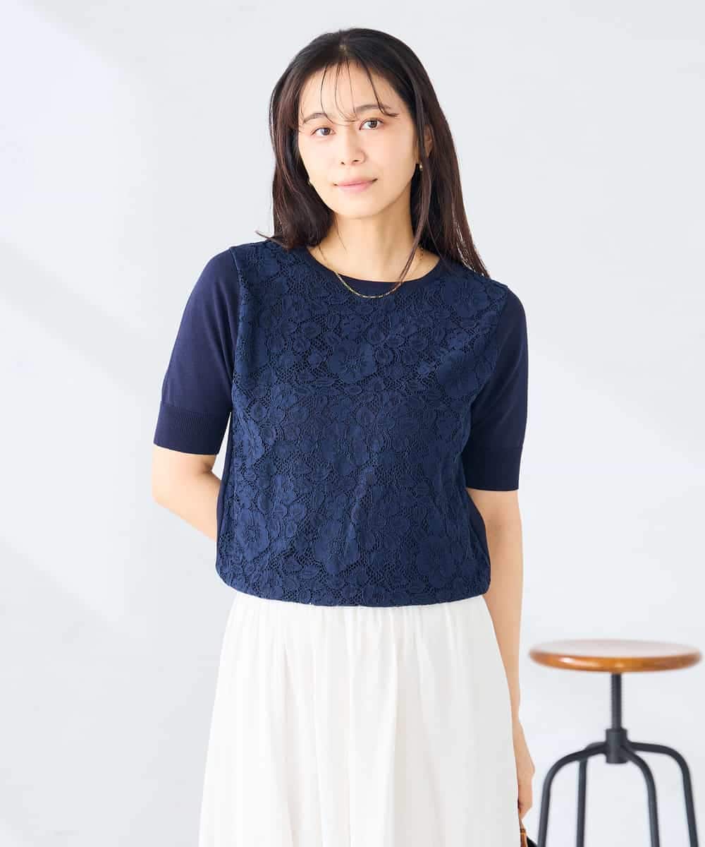 K2FGD32059 a.v.v(アー・ヴェ・ヴェ) フロントレースサマーニット ネイビー