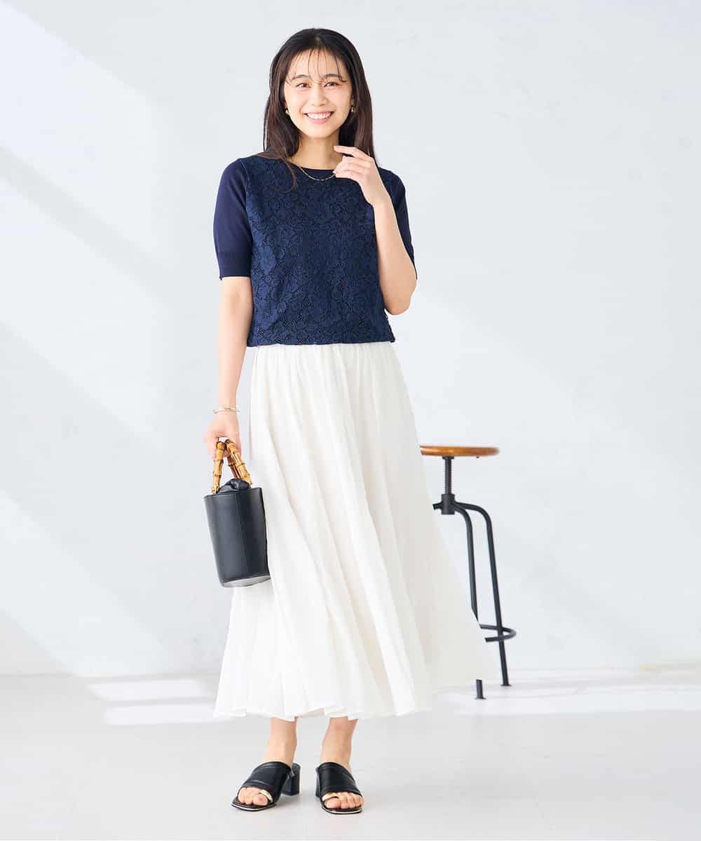 K2FGD32059 a.v.v(アー・ヴェ・ヴェ) フロントレースサマーニット ネイビー