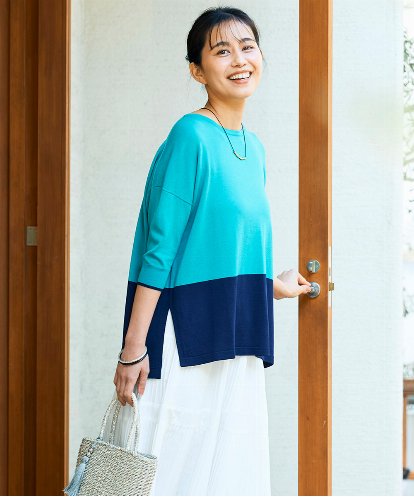 K2FGD33039 a.v.v 【洗える/UVカット】バイカラーポンチョチュニック