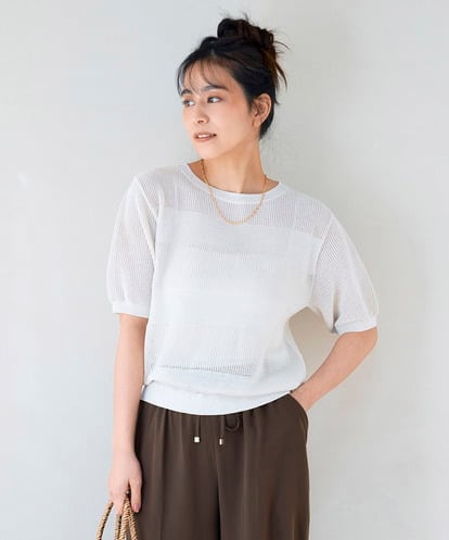 K2FGD34049  ラメッシュボーダープルオーバー