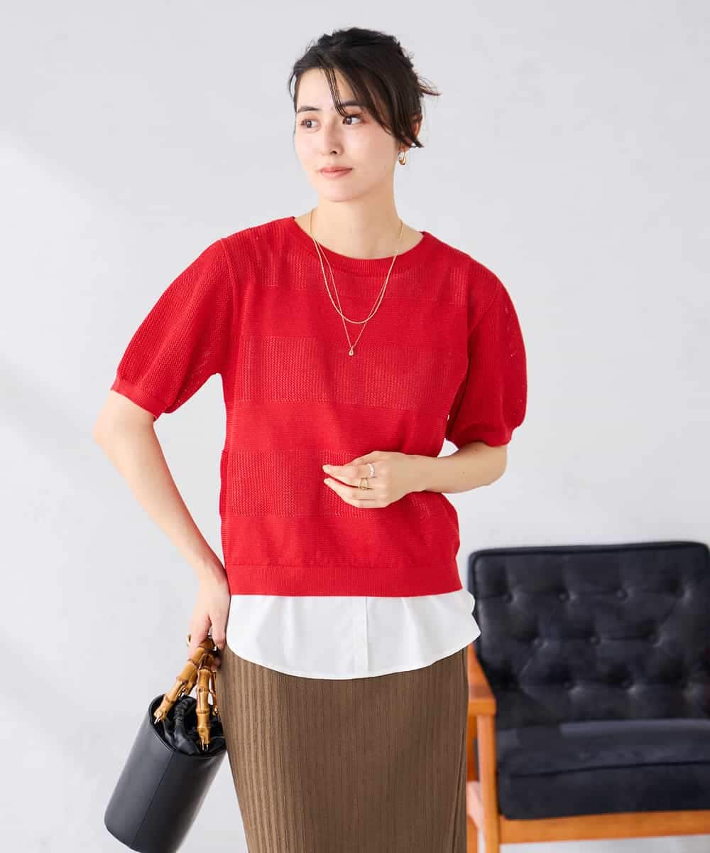 K2FGD34049 a.v.v(アー・ヴェ・ヴェ) ラメッシュボーダープルオーバー レッド