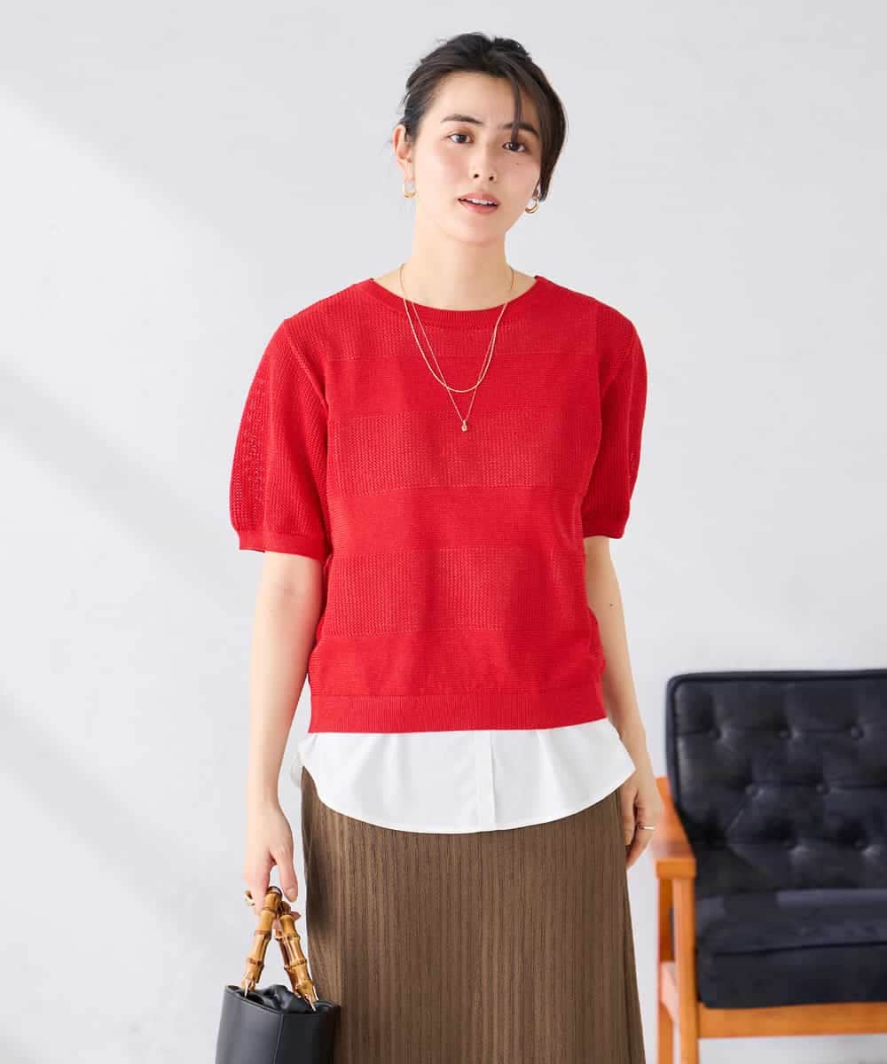 K2FGD34049 a.v.v(アー・ヴェ・ヴェ) ラメッシュボーダープルオーバー レッド