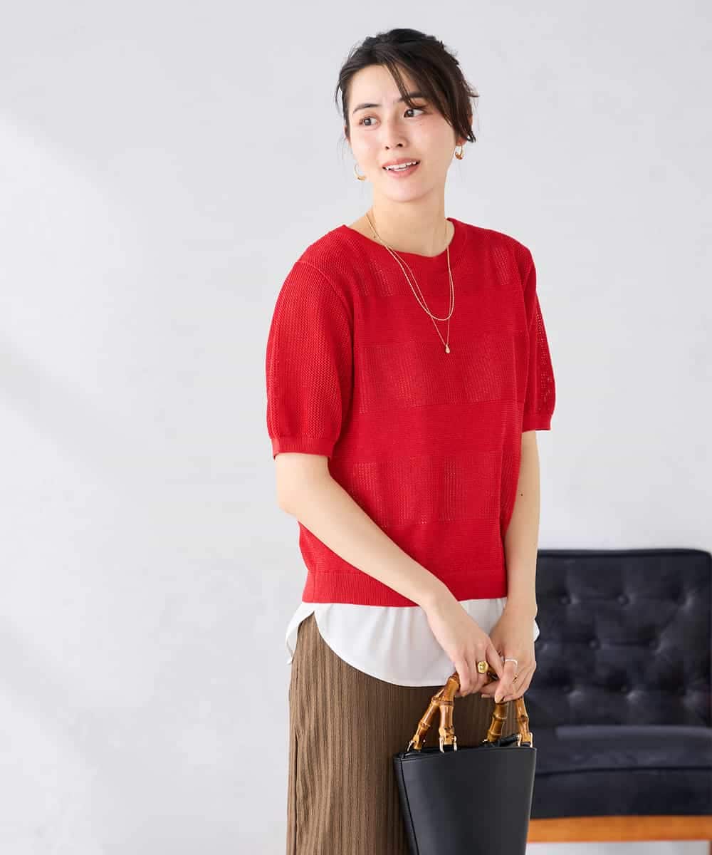 K2FGD34049 a.v.v(アー・ヴェ・ヴェ) ラメッシュボーダープルオーバー レッド