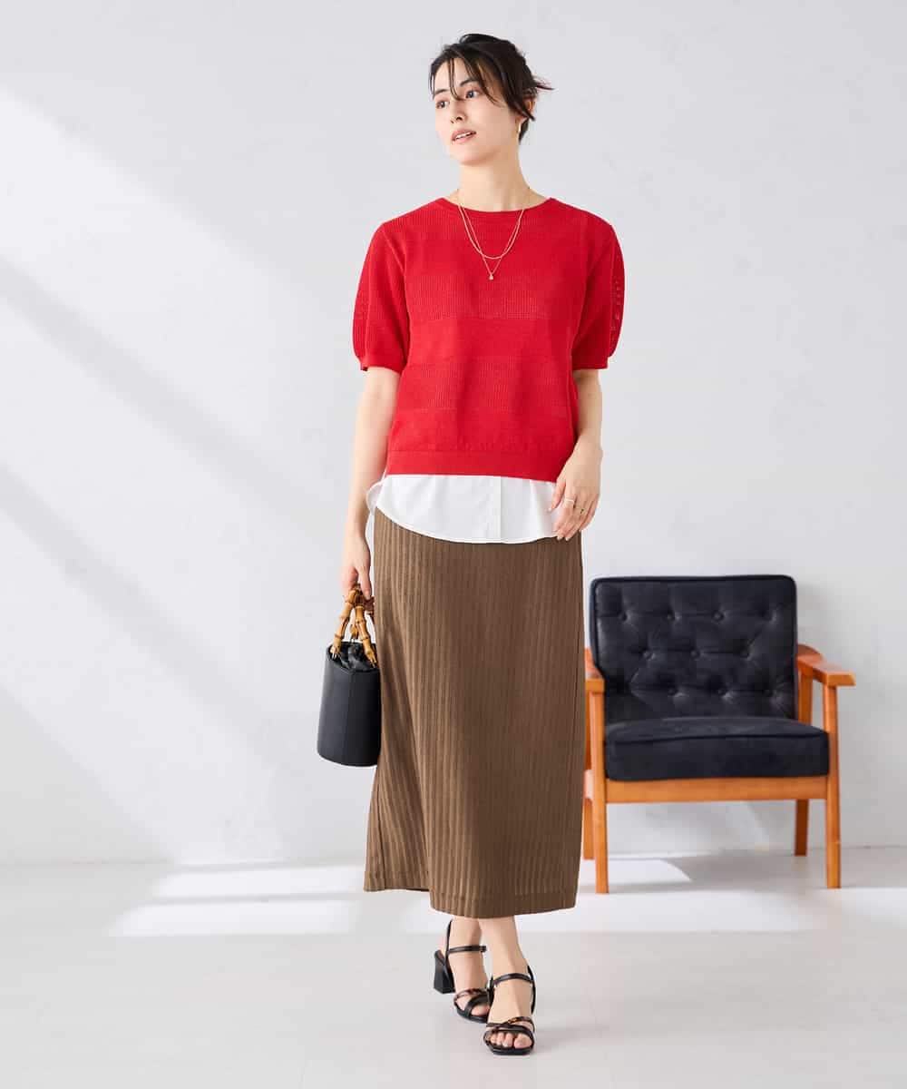 K2FGD34049 a.v.v(アー・ヴェ・ヴェ) ラメッシュボーダープルオーバー レッド