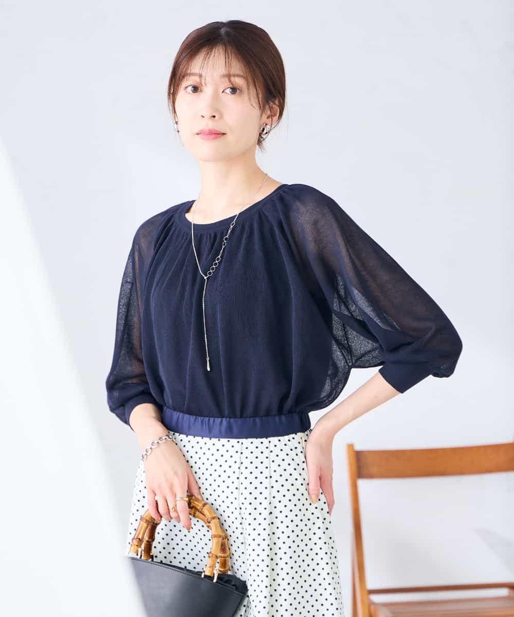 K2FGD35049 a.v.v(アー・ヴェ・ヴェ) シアーギャザーニット ネイビー