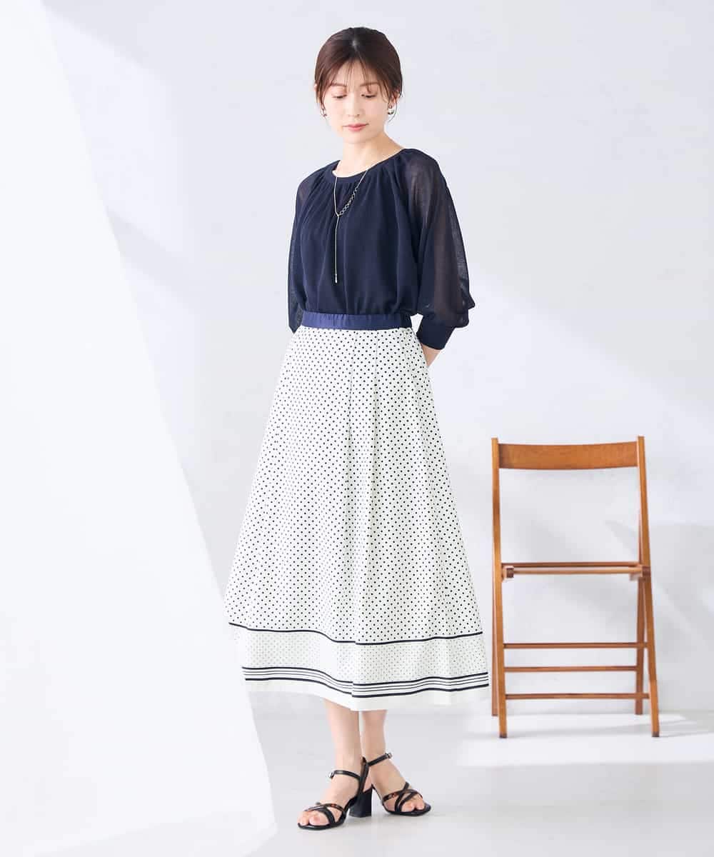 K2FGD35049 a.v.v(アー・ヴェ・ヴェ) シアーギャザーニット ネイビー