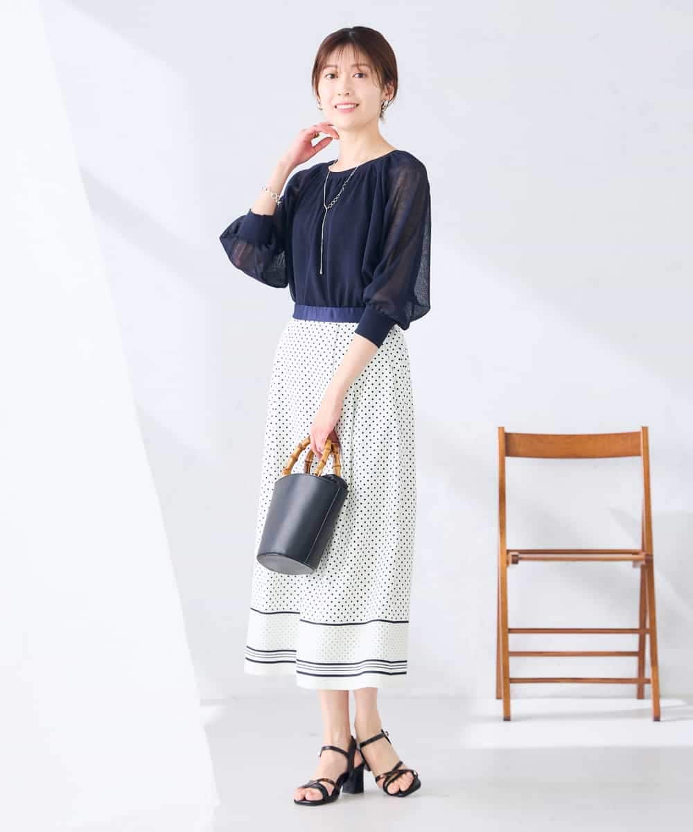 K2FGD35049 a.v.v(アー・ヴェ・ヴェ) シアーギャザーニット ネイビー