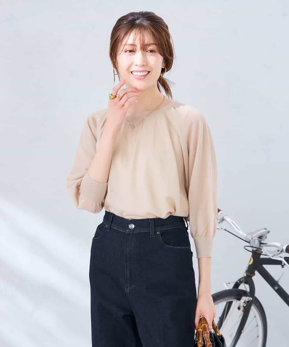 K2FGD35049 a.v.v(アー・ヴェ・ヴェ) シアーギャザーニット ネイビー