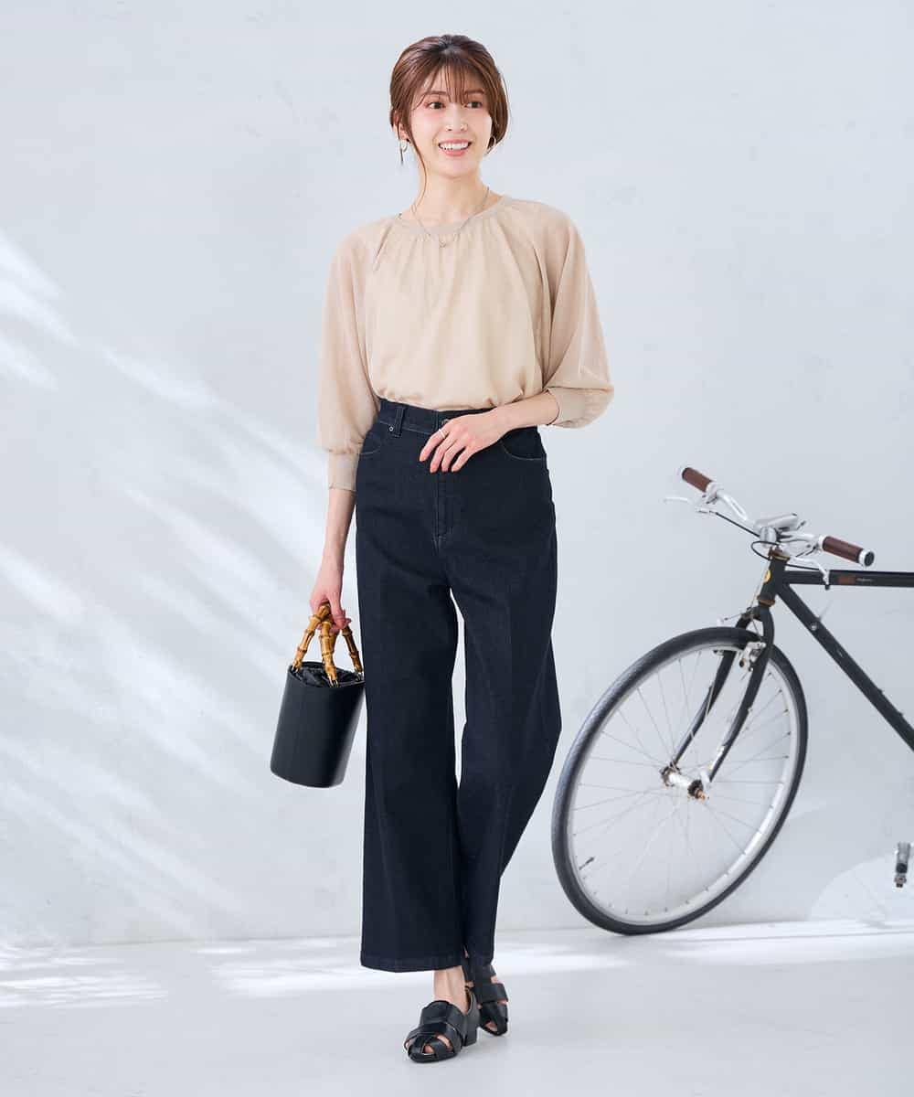 K2FGD35049 a.v.v(アー・ヴェ・ヴェ) シアーギャザーニット ネイビー