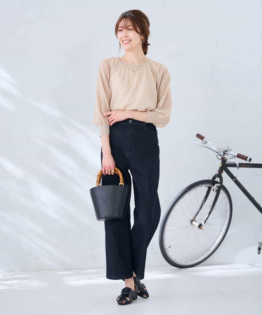 K2FGD35049 a.v.v(アー・ヴェ・ヴェ) シアーギャザーニット ネイビー