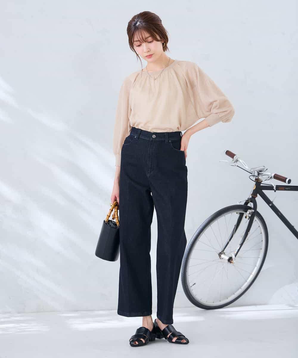 K2FGD35049 a.v.v(アー・ヴェ・ヴェ) シアーギャザーニット ネイビー