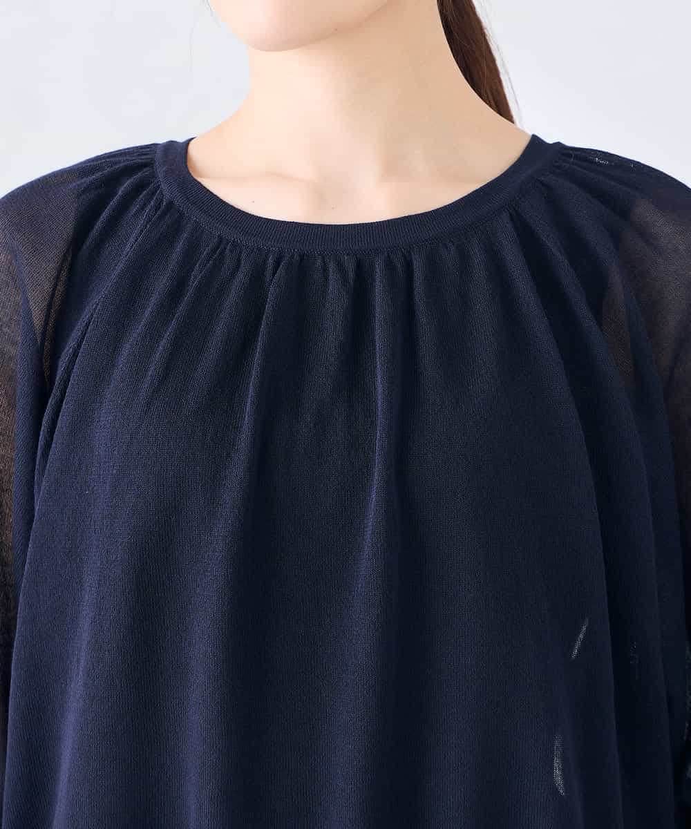 K2FGD35049 a.v.v(アー・ヴェ・ヴェ) シアーギャザーニット ネイビー