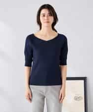 K2FGD36044 a.v.v(アー・ヴェ・ヴェ) Vネックデコルテニット ネイビー