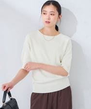 K2FGD38044 a.v.v(アー・ヴェ・ヴェ) 【接触冷感/UVカット/洗える】針抜きサマーニット アイボリー