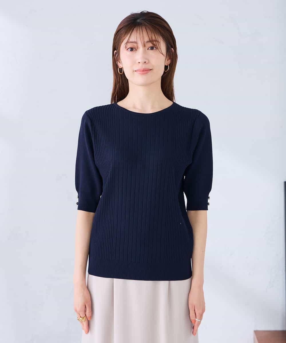 K2FGD38044 a.v.v(アー・ヴェ・ヴェ) 【接触冷感/UVカット/洗える】針抜きサマーニット グリーン