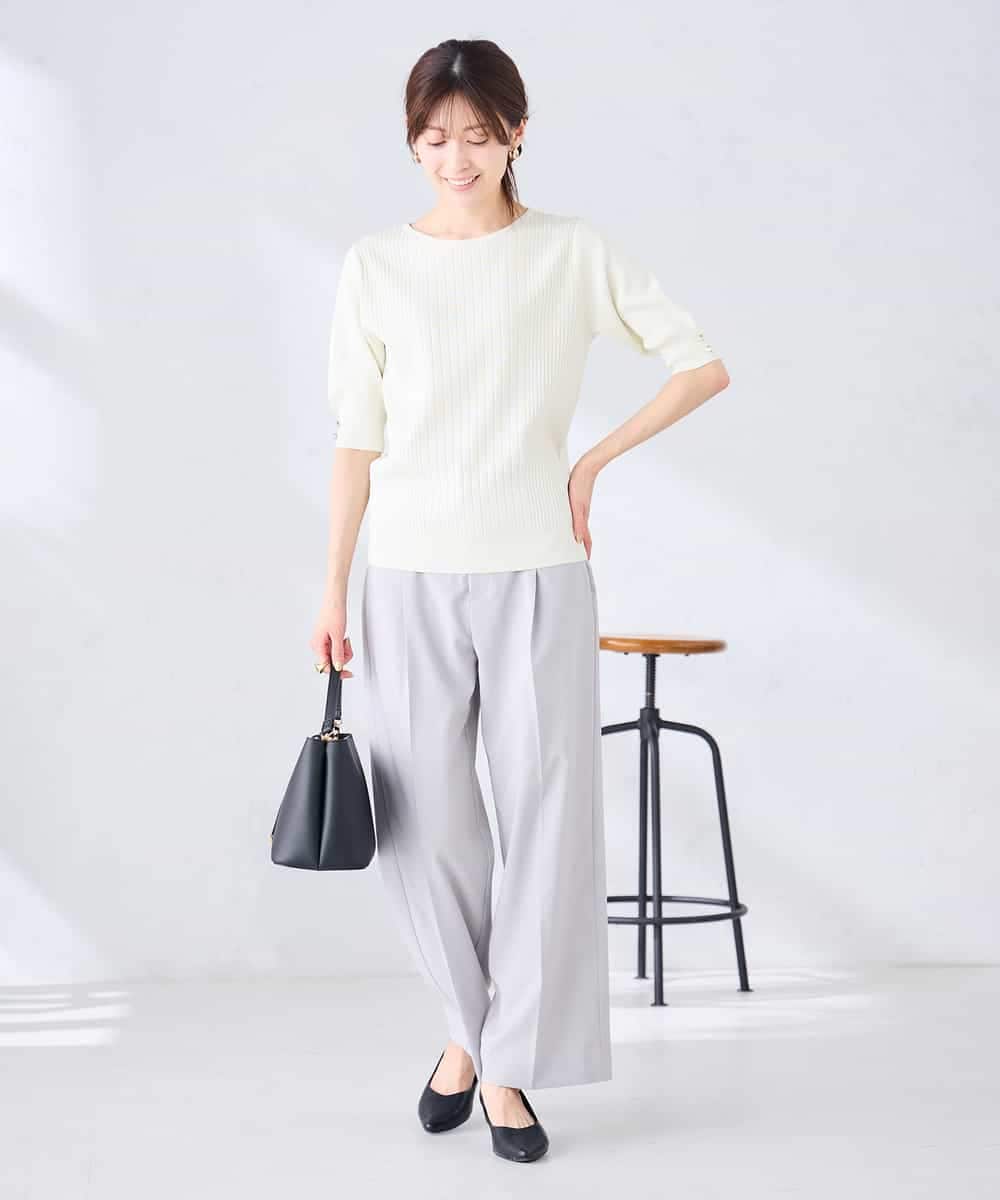 K2FGD38044 a.v.v(アー・ヴェ・ヴェ) 【接触冷感/UVカット/洗える】針抜きサマーニット グリーン