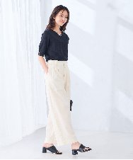 K2FGD79039 a.v.v(アー・ヴェ・ヴェ) ハーフスリーブVネックサマーニット【WEB限定/洗える/接触冷感/UVカット】 ブラック