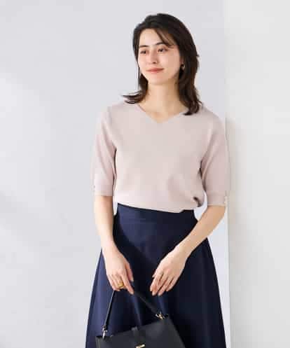 K2FGD79039 a.v.v ハーフスリーブVネックサマーニット【WEB限定/洗える/接触冷感/UVカット】