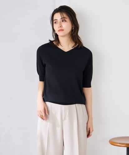 K2FGD79039 a.v.v ハーフスリーブVネックサマーニット【WEB限定/洗える/接触冷感/UVカット】