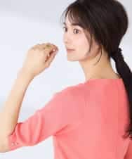 K2FGD79039 a.v.v(アー・ヴェ・ヴェ) ハーフスリーブVネックサマーニット【WEB限定/洗える/接触冷感/UVカット】 ブラック