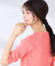 K2FGD79039 a.v.v(アー・ヴェ・ヴェ) ハーフスリーブVネックサマーニット【WEB限定/洗える/接触冷感/UVカット】 ブラック